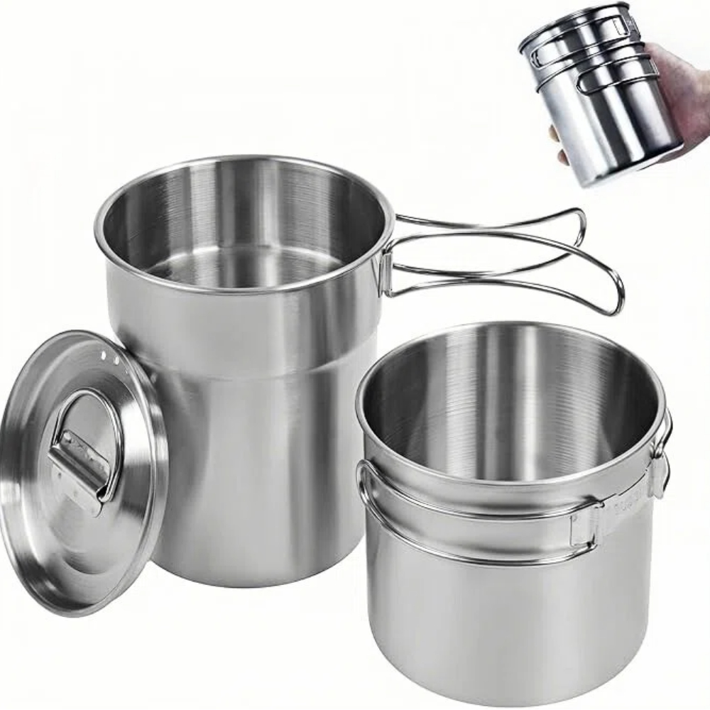 Camping Cooking Set Stainless Steel - 접이식 캠핑컵 머그컵 캠핑 냄비 조리기구