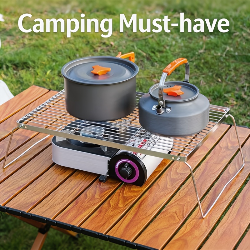 Camping Cooking Gear - 휴대용 접이식 스테인리스 캠프파이어 스탠드 –
