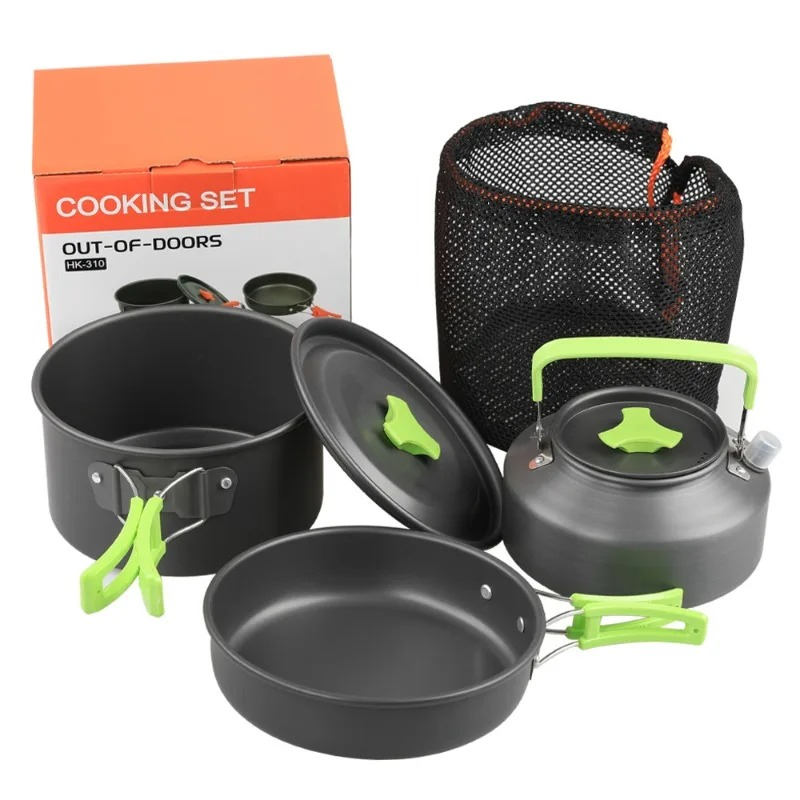 Camping Cooking Set With Kettle - 캠핑 요리 세트, 야외 주방용품 세트,
