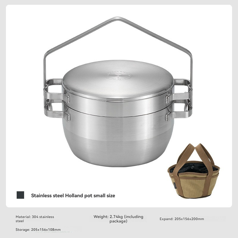 Camping Hanging Cooking Pot - DO-25 두꺼운 스테인리스 스틸 야외용 걸이식