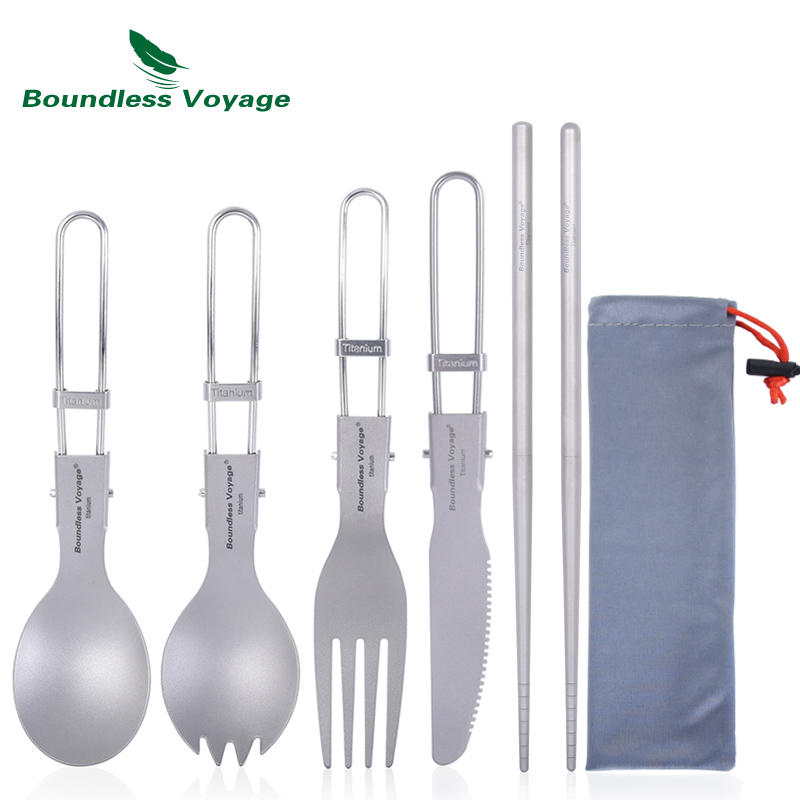 Camping Cooking Set Stainless Steel - 무한 항해 티타늄 캠핑 식기 접이식