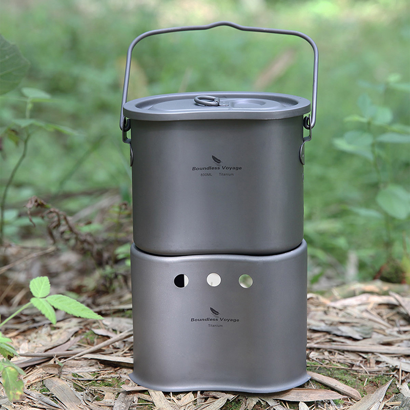 Camping Hanging Cooking Pot - Boundless Voyage 티타늄 조리기구 세트, 야외