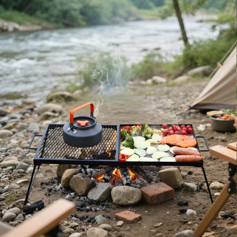 Camping Cooking Over Fire - 야외 캠핑용 접이식 화덕 그릴/바베큐 그릴