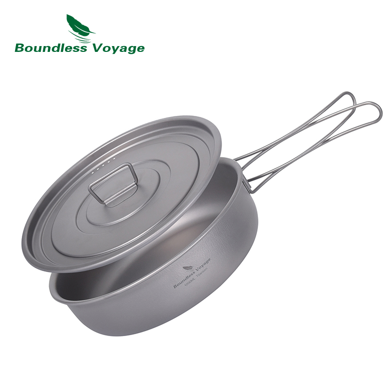 Camping Cooking Utensils Kit - Boundless Voyage 티타늄 미끄럼 방지 프라이팬,