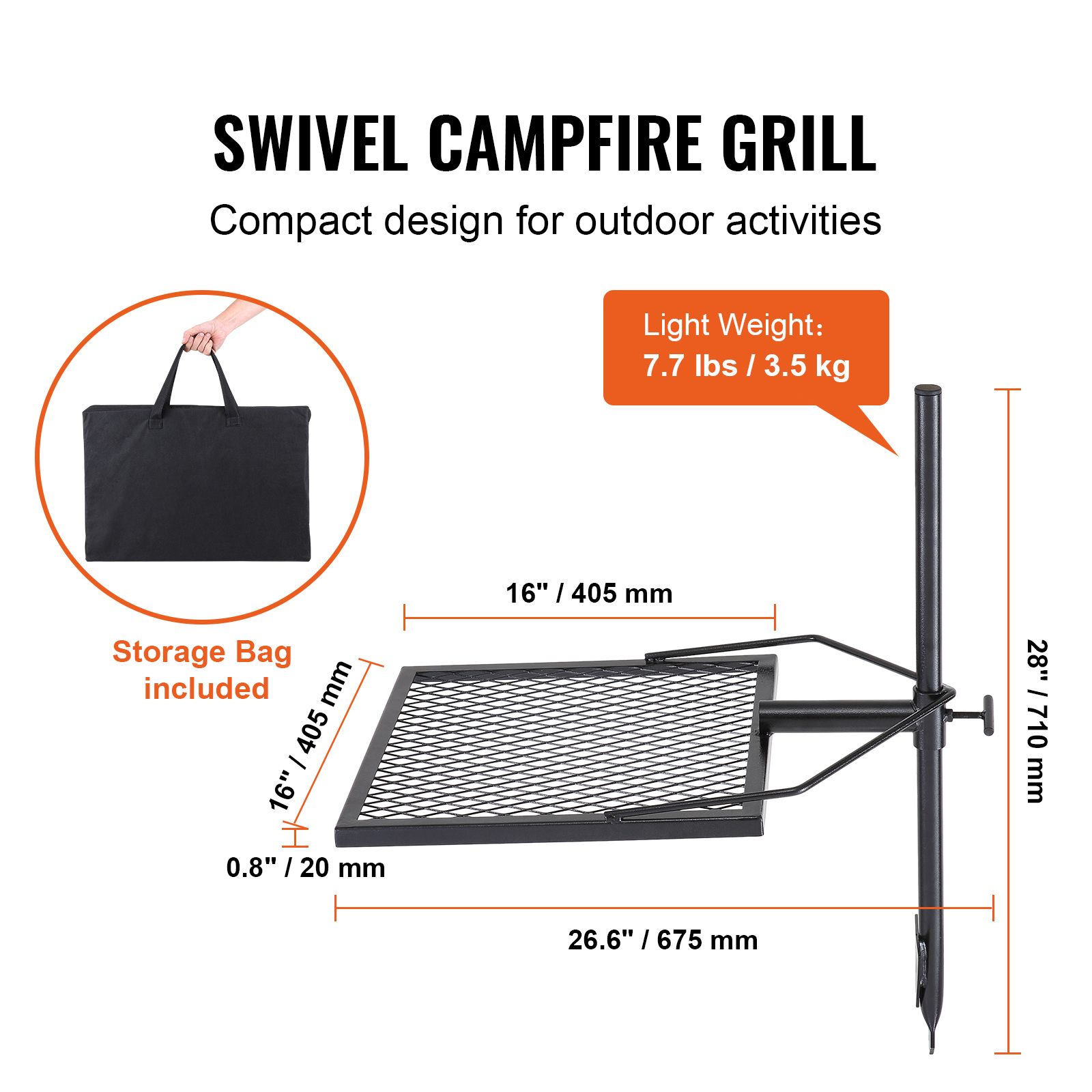 Camping Cooking Over Fire - 회전식 캠프파이어 그릴, 화덕용 그릴 그레이트,