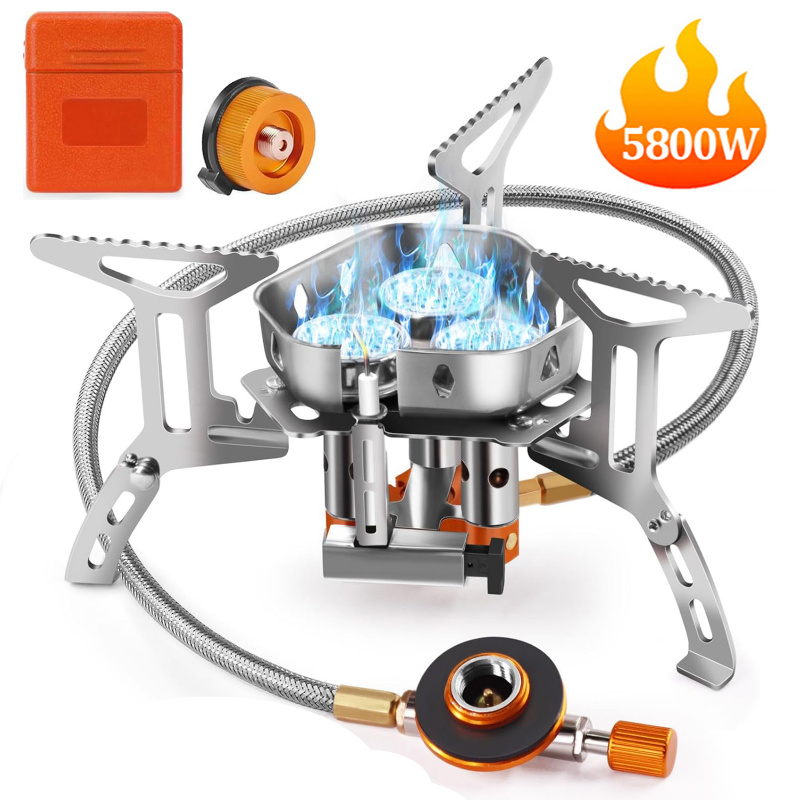 Camping Cooking No Gas - 5800W 고출력 캠핑 가스 스토브, 방풍