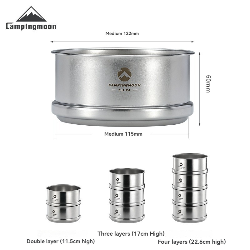 Camping Cooking Set Stainless Steel - CAMPINGMOON Portatle 야외 캠핑 및 피크닉