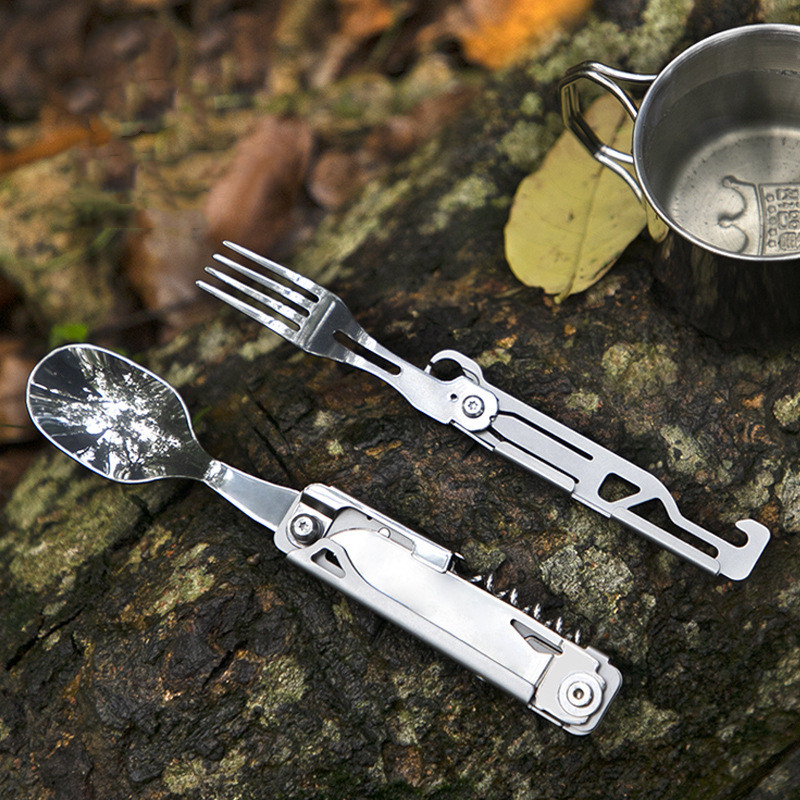 다기능 캠핑 포크 스푼 세트 휴대용 접이식 나이프 포크 - Quechua Camping Cooking Set 리뷰 및 가격