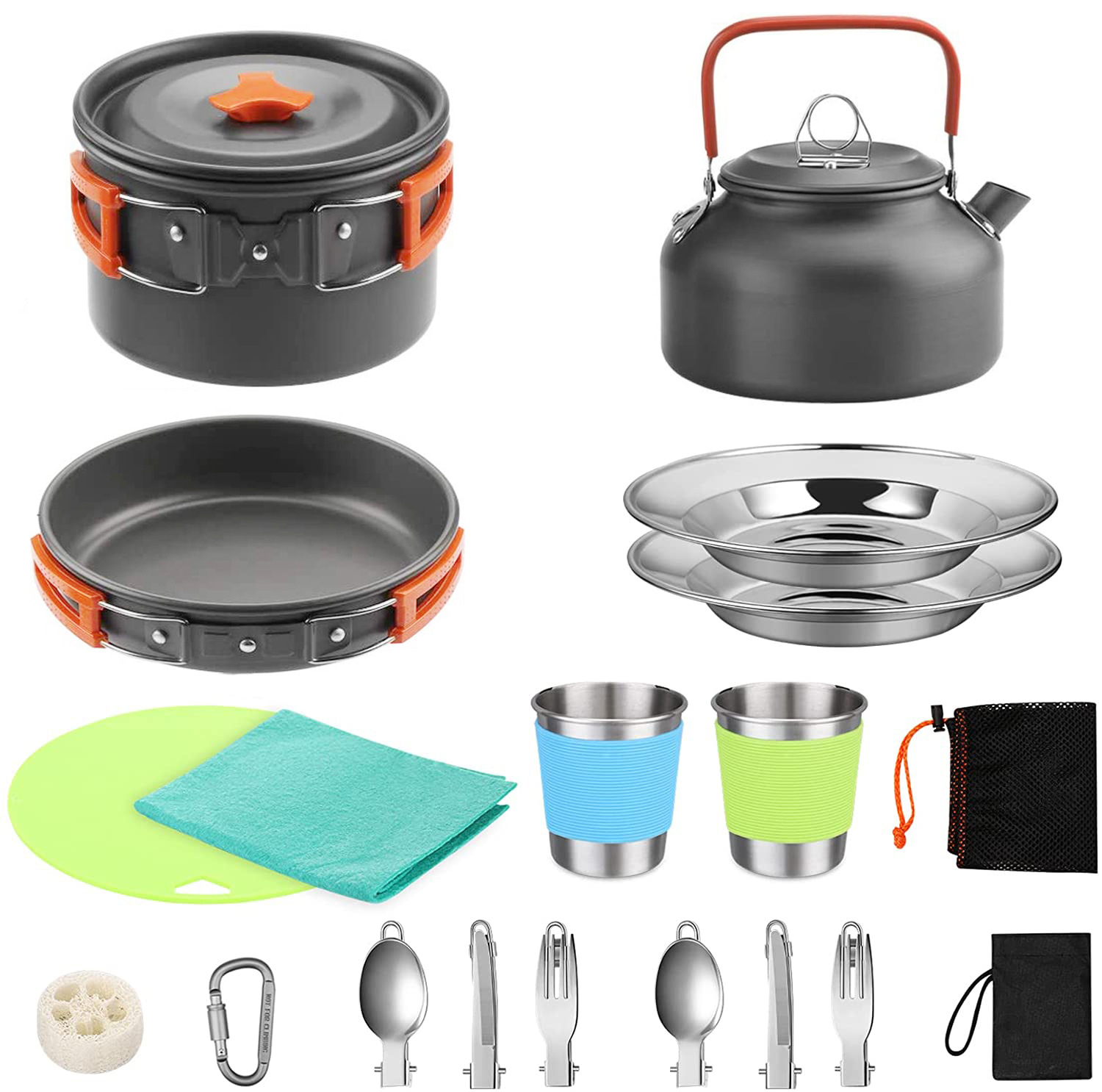 야외 캠핑 조리 세트(주전자 포함), 304 스테인리스 - Camping Cooking Set With Kettle 리뷰 및 가격