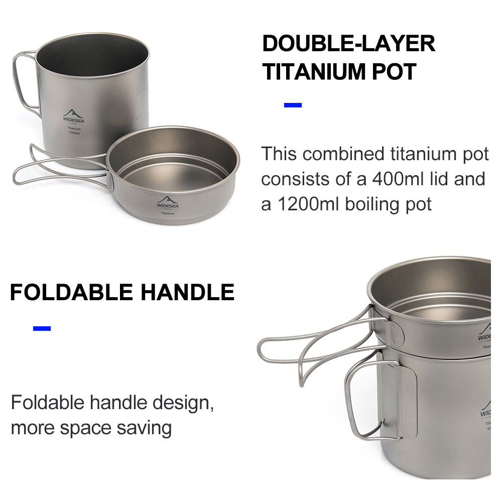 Widesea 초경량 티타늄 캠핑 냄비 1100ml 접 - Camping Cooking Set Stainless Steel 리뷰 및 가격