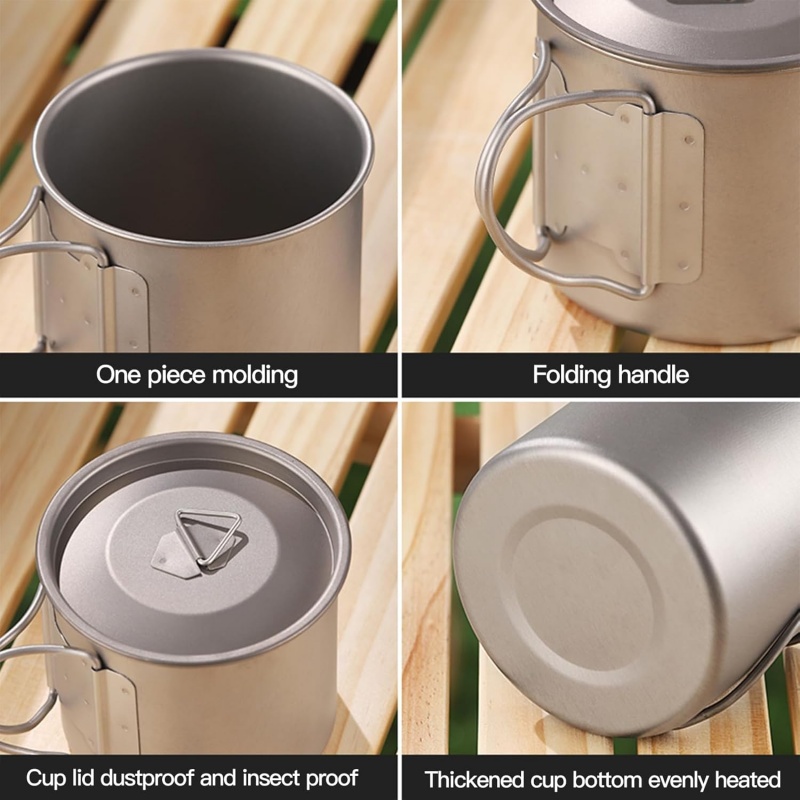 접이식 손잡이가 있는 티타늄 캠핑 머그컵, 가볍고 휴대 - Camping Cooking Set Stainless Steel 리뷰 및 가격