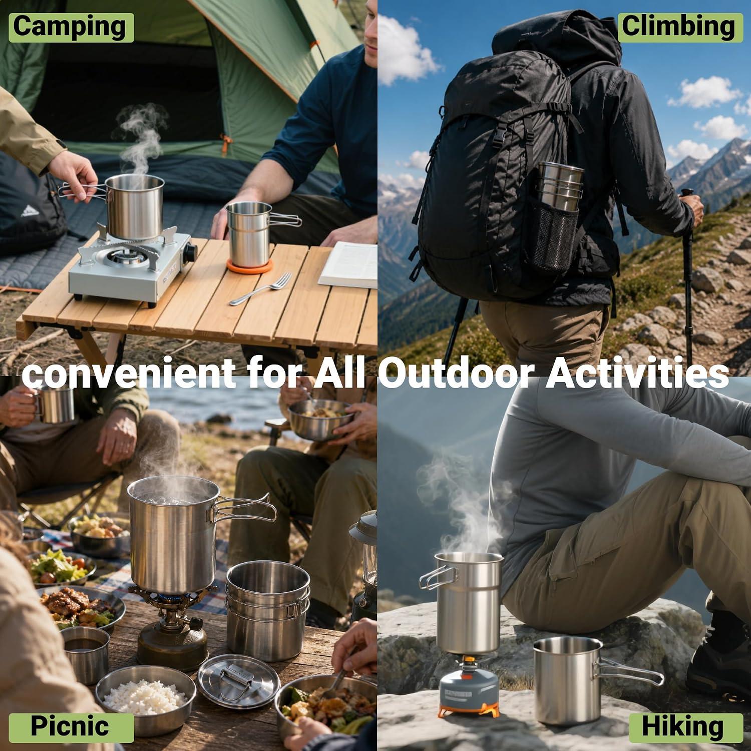 접이식 캠핑컵 머그컵 캠핑 냄비 조리기구 304 식품  - Camping Cooking Set Stainless Steel 리뷰 및 가격