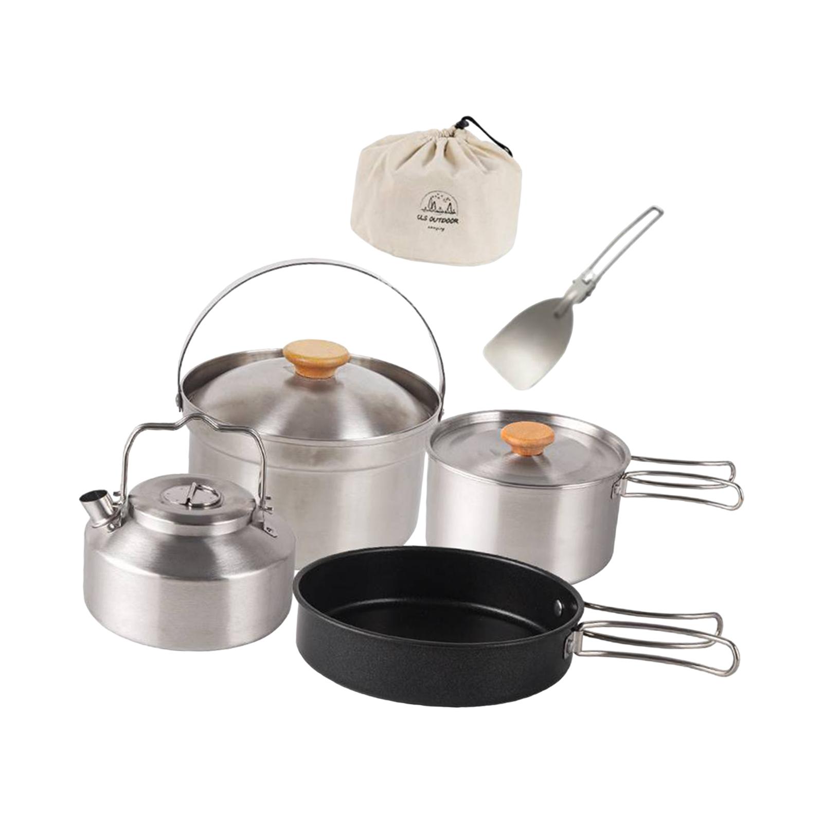 캠핑 조리기구 휴대용 논스틱 프라이팬, 티포트, 주전자 - Camping Cooking Set With Kettle 리뷰 및 가격
