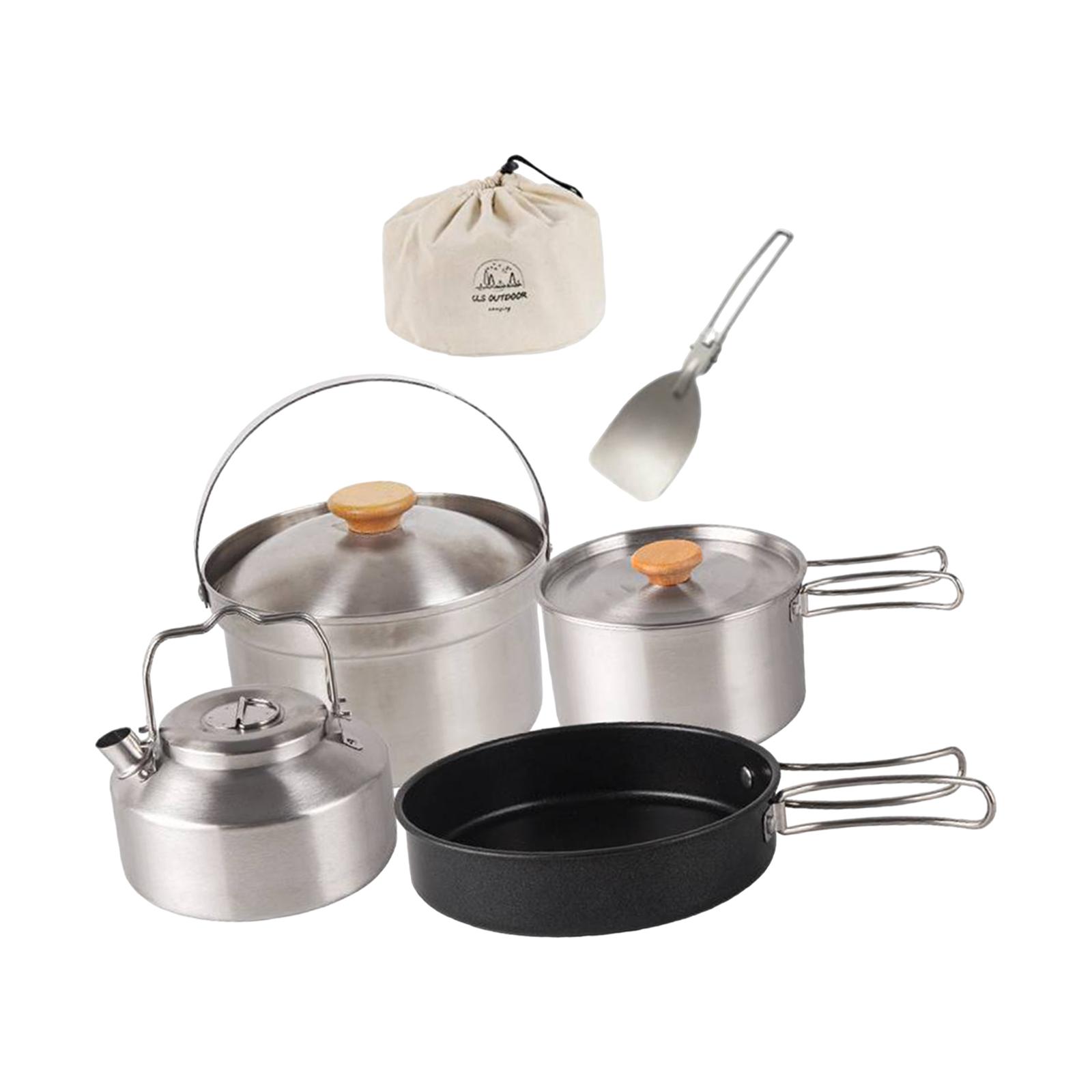 캠핑 조리기구 휴대용 논스틱 프라이팬, 티포트, 주전자 - Camping Cooking Set With Kettle 리뷰 및 가격