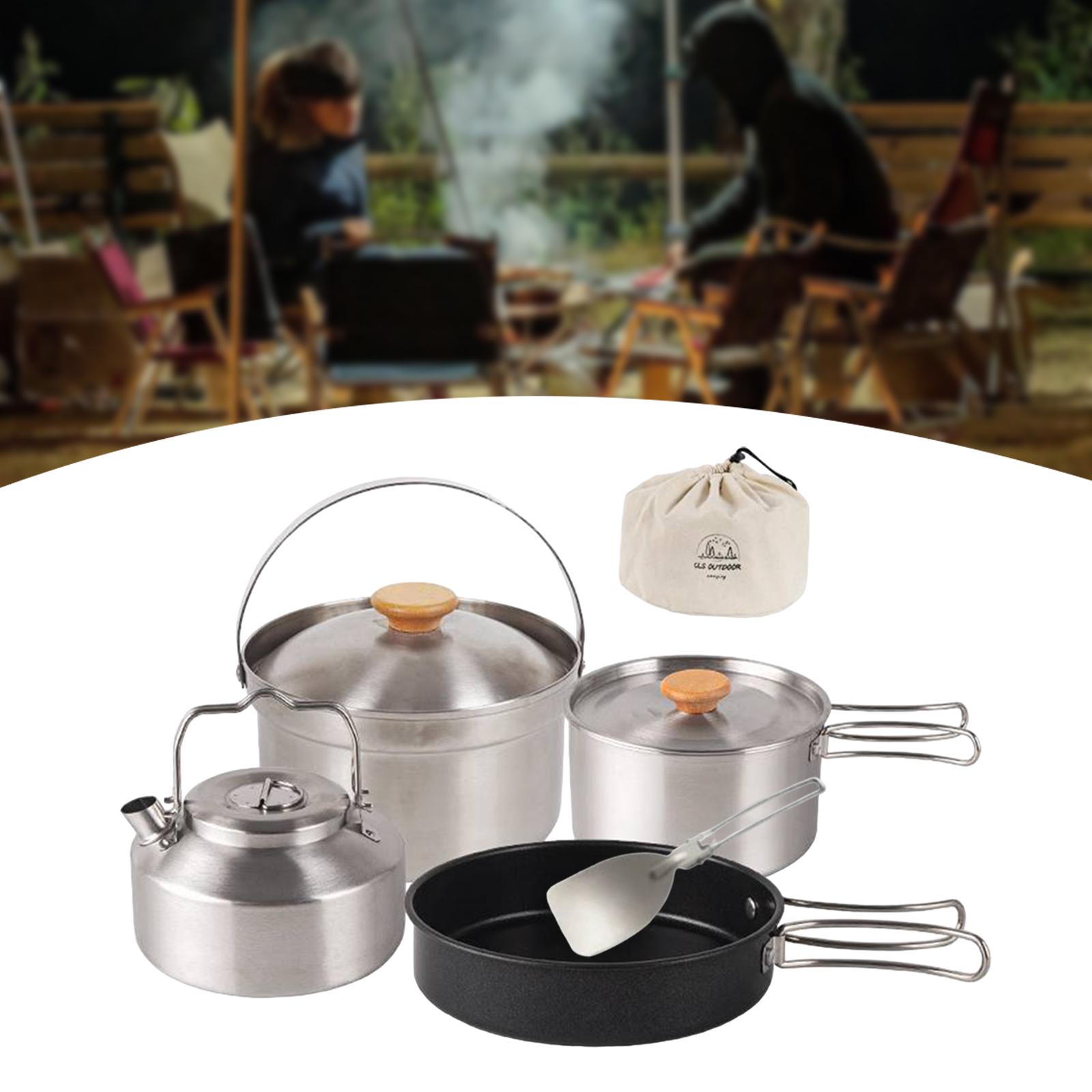 캠핑 조리기구 휴대용 논스틱 프라이팬, 티포트, 주전자 - Camping Cooking Set With Kettle 리뷰 및 가격