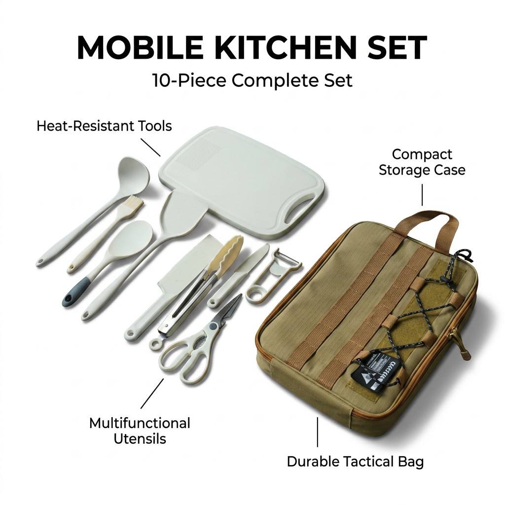 휴대용 9종 캠핑 주방용품 세트, 하이킹, 피크닉, 바 - Camping Cooking All In One 리뷰 및 가격