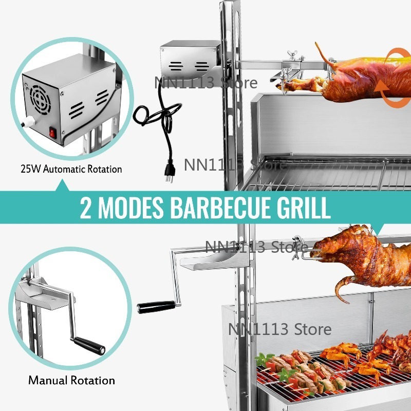 신형 바베큐 그릴 로스터 회전식 로티세리 양고기 바베큐 - Camping Cooking Equipment Electric 리뷰 및 가격