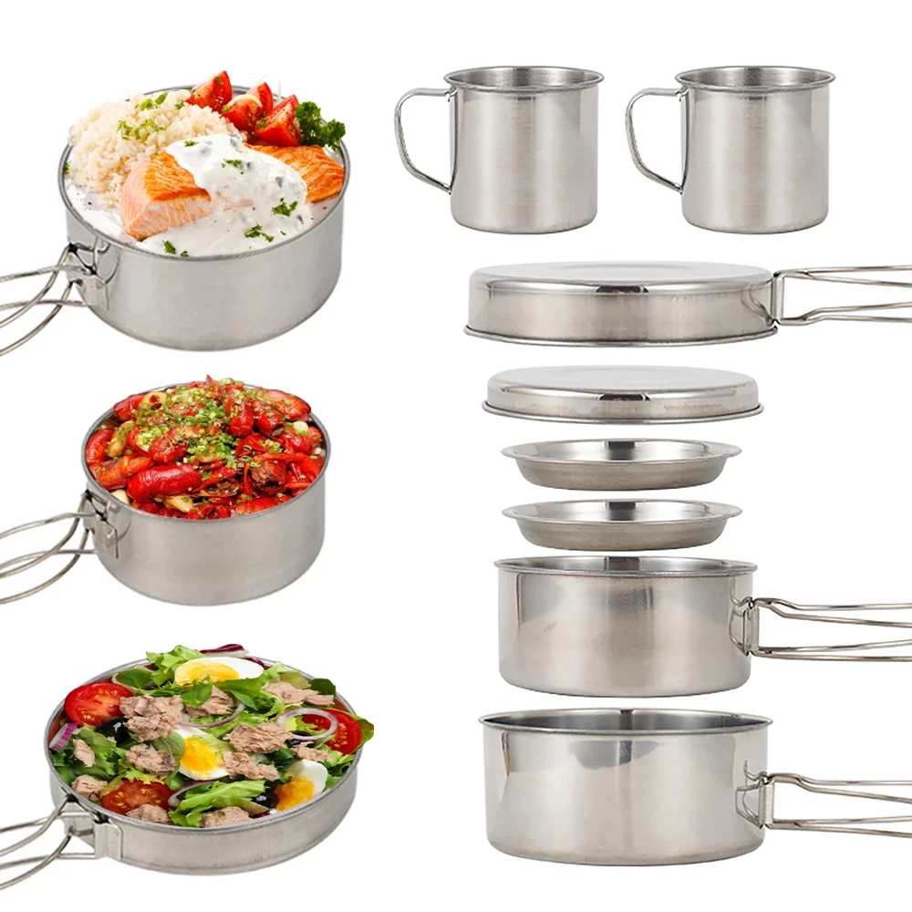 8개/세트 캠핑 조리기구 세트 스테인리스 스틸 요리 냄 - Camping Cooking Utensils Kit 리뷰 및 가격
