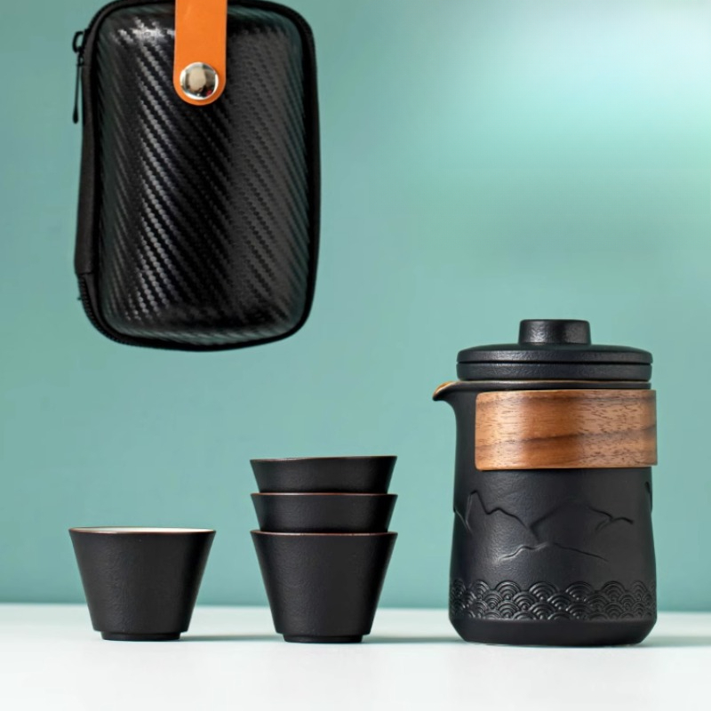 휴대용 여행 차 세트 한 냄비 한 컵 빠른 컵 차 세트 - Camping Cooking Gear 리뷰 및 가격