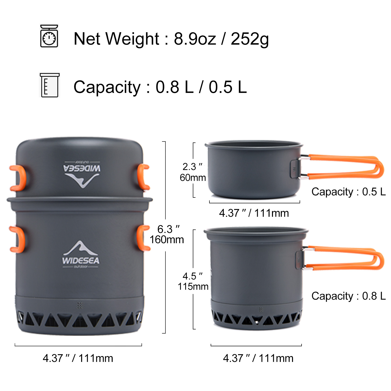 Widesea 캠핑 1.3L 2.3L 조리기구 야외 요 - Quechua Camping Cooking Set 리뷰 및 가격