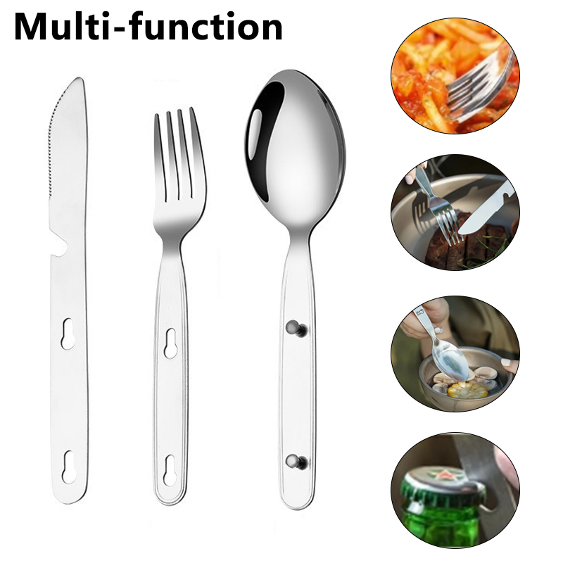3개/세트 접이식 숟가락 포크 나이프 304 스테인레스 - Camping Cooking Knife Set 리뷰 및 가격