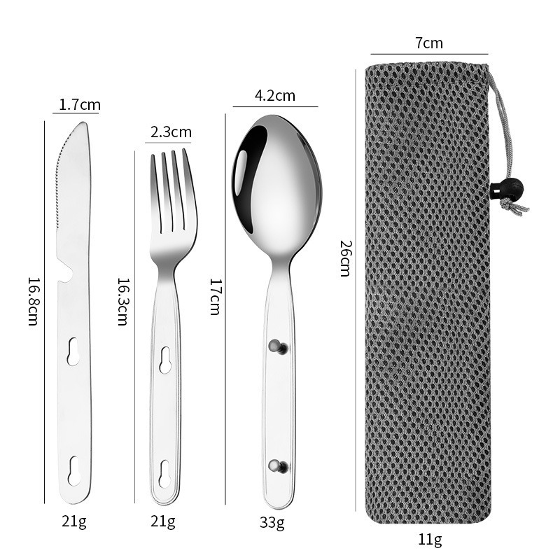 3개/세트 접이식 숟가락 포크 나이프 304 스테인레스 - Camping Cooking Knife Set 리뷰 및 가격