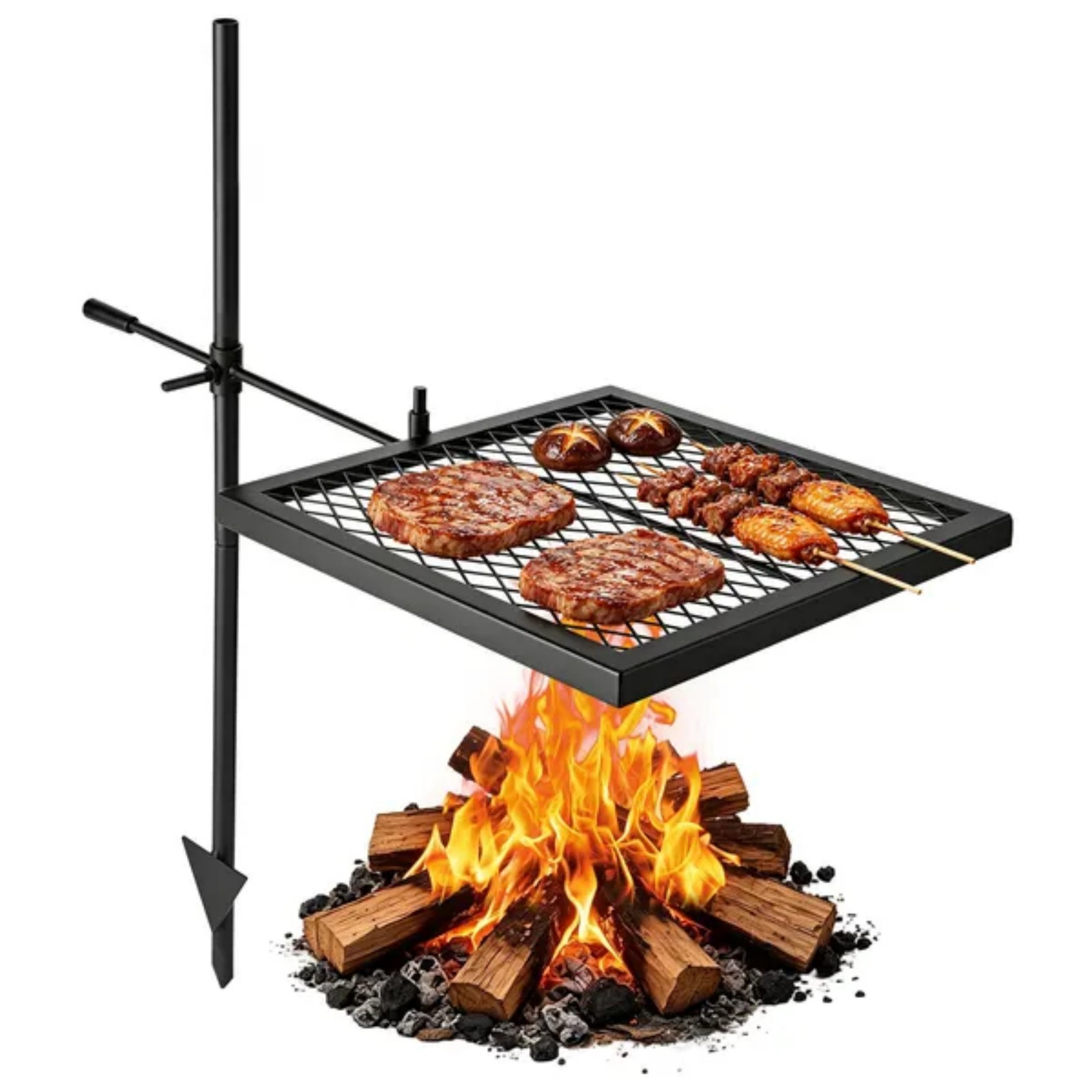 헤비 듀티 회전식 캠프파이어 그릴, 16인치 휴대용 캠 - Camping Cooking Over Fire 리뷰 및 가격