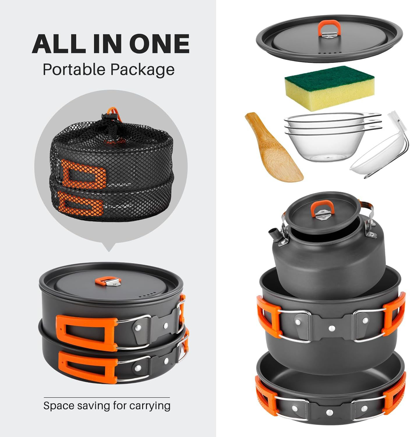 캠핑용 조리기구 캠핑용 냄비 및 프라이팬 세트(주전자, - Camping Cooking Set With Kettle 리뷰 및 가격