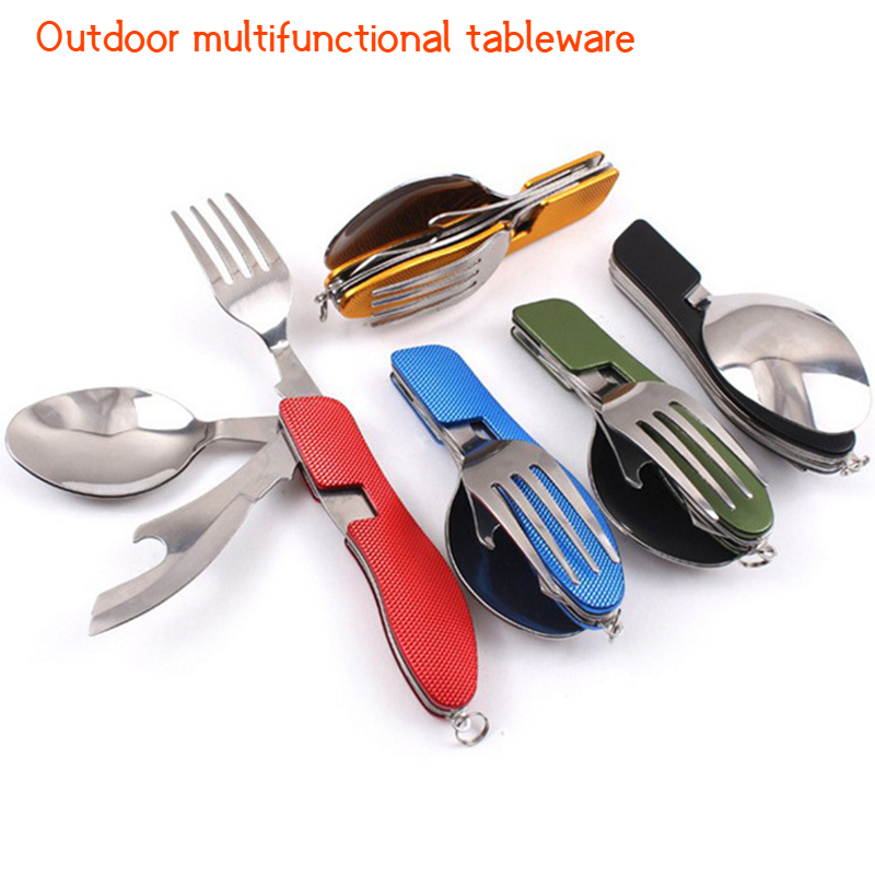스테인레스 스틸 칼 붙이 4 In 1 야외 피크닉 식기 - Camping Cooking Utensils Kit 리뷰 및 가격
