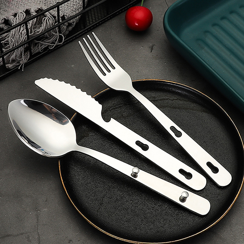 3개 세트 휴대용 스테인리스 식기 접이식 나이프 수저  - Camping Cooking Knife Set 리뷰 및 가격