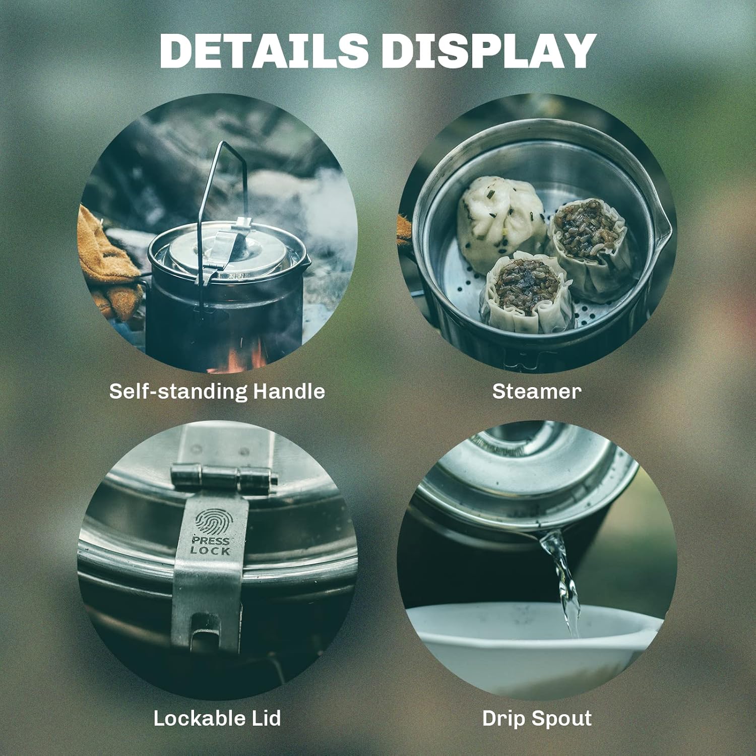 파이어 메이플 뚜껑 잠금 가능한 스테인레스 스틸 증기선 - Camping Cooking Set Stainless Steel 리뷰 및 가격