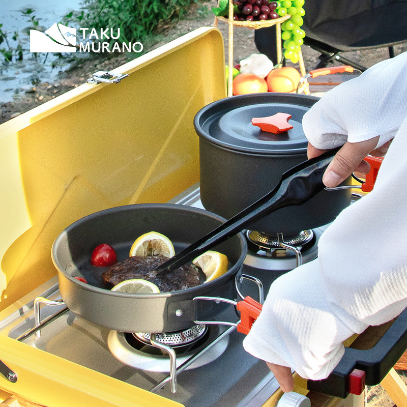 캠핑 조리기구 세트 야외 요리 초경량 알루미늄 냄비 주 - Camping Cooking Set With Kettle 리뷰 및 가격