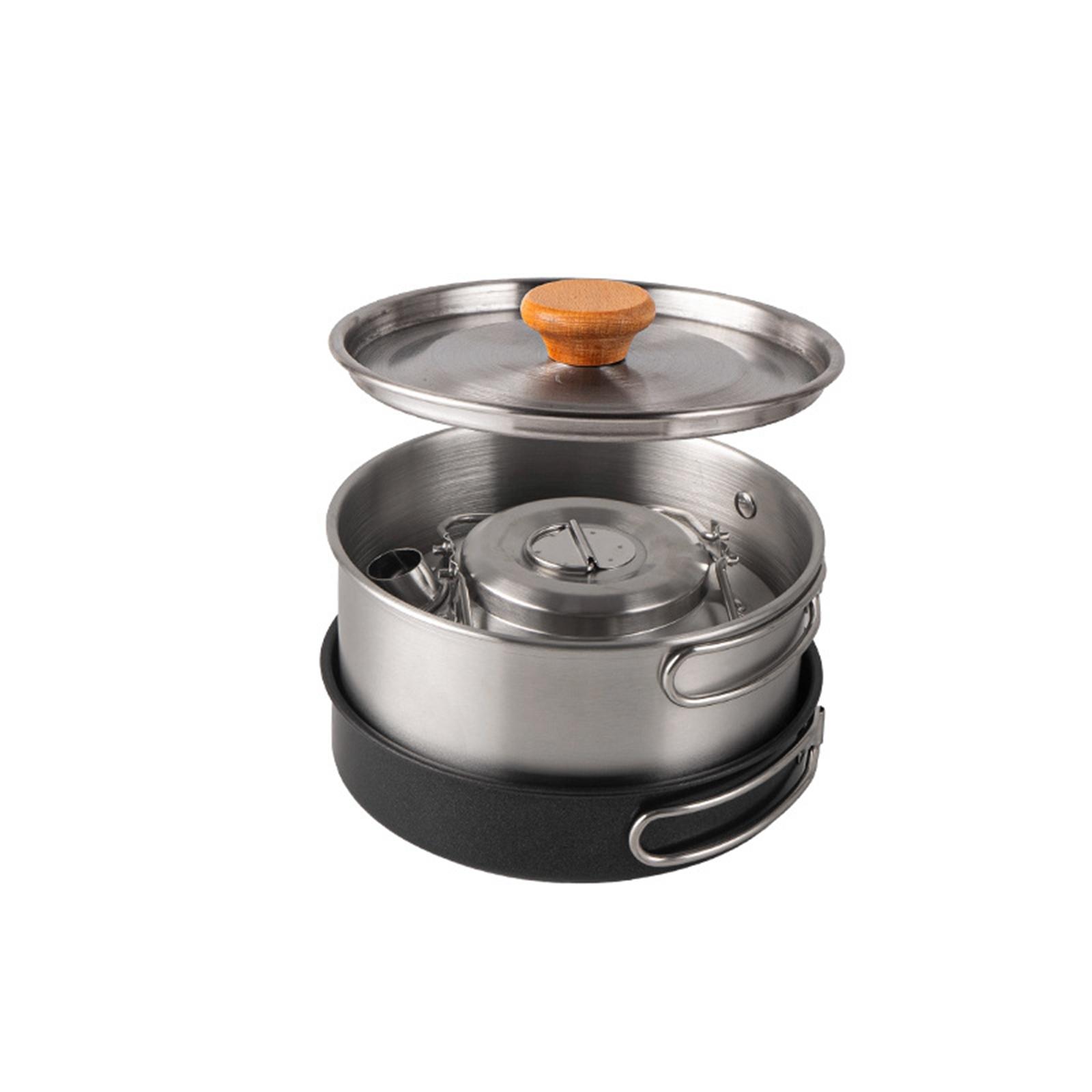 캠핑 조리기구 캠핑 요리 세트 논스틱 냄비 프라이팬 주 - Camping Cooking Set With Kettle 리뷰 및 가격