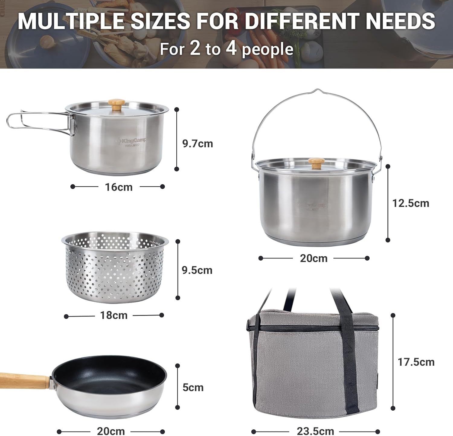 304 스테인리스 스틸 캠핑 조리기구 세트 - 캠프파이 - Camping Cooking Set With Kettle 리뷰 및 가격