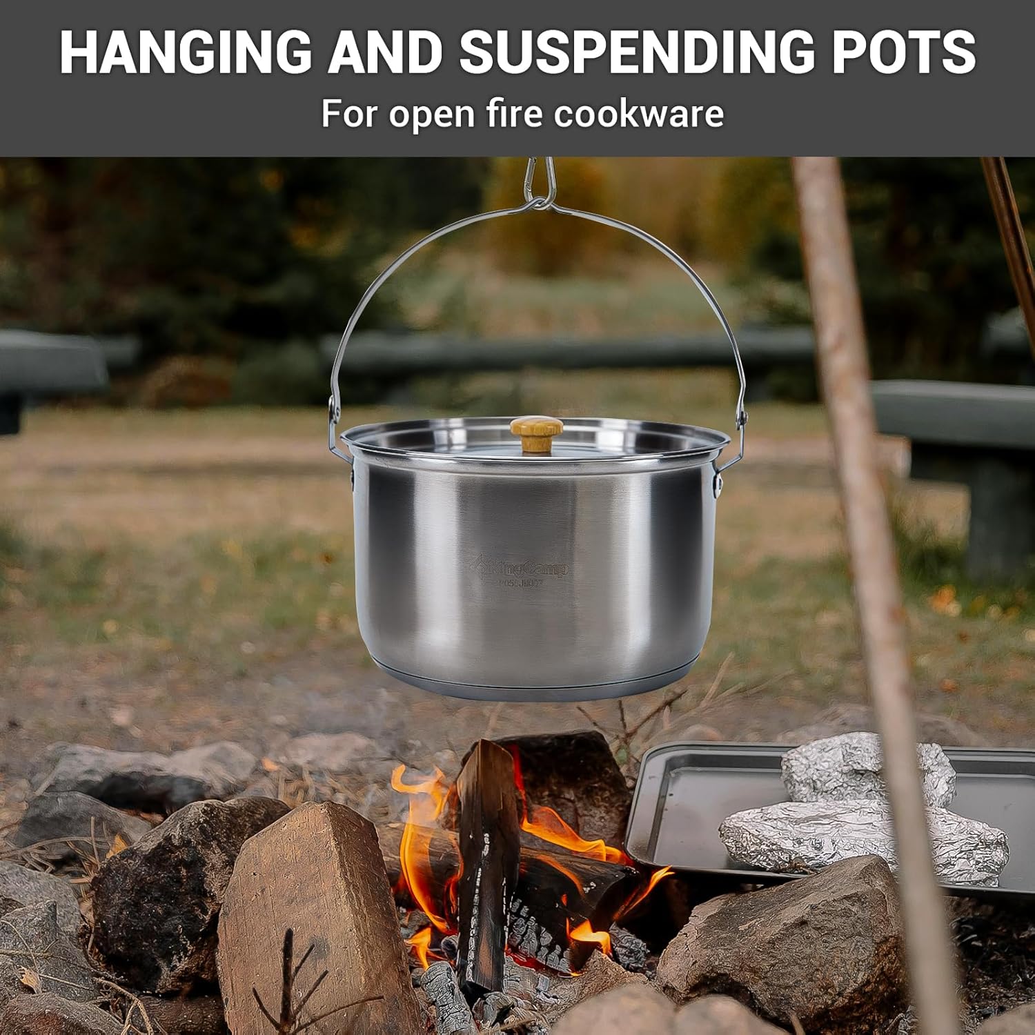 304 스테인리스 스틸 캠핑 조리기구 세트 - 캠프파이 - Camping Cooking Set With Kettle 리뷰 및 가격