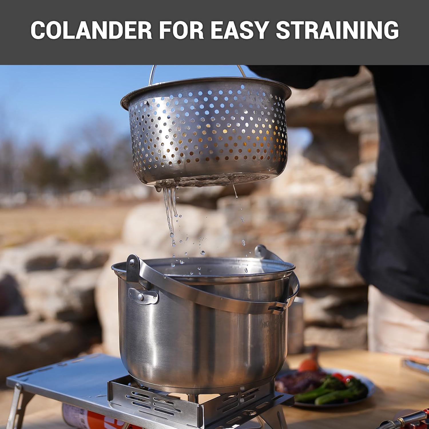 304 스테인리스 스틸 캠핑 조리기구 세트 - 캠프파이 - Camping Cooking Set With Kettle 리뷰 및 가격