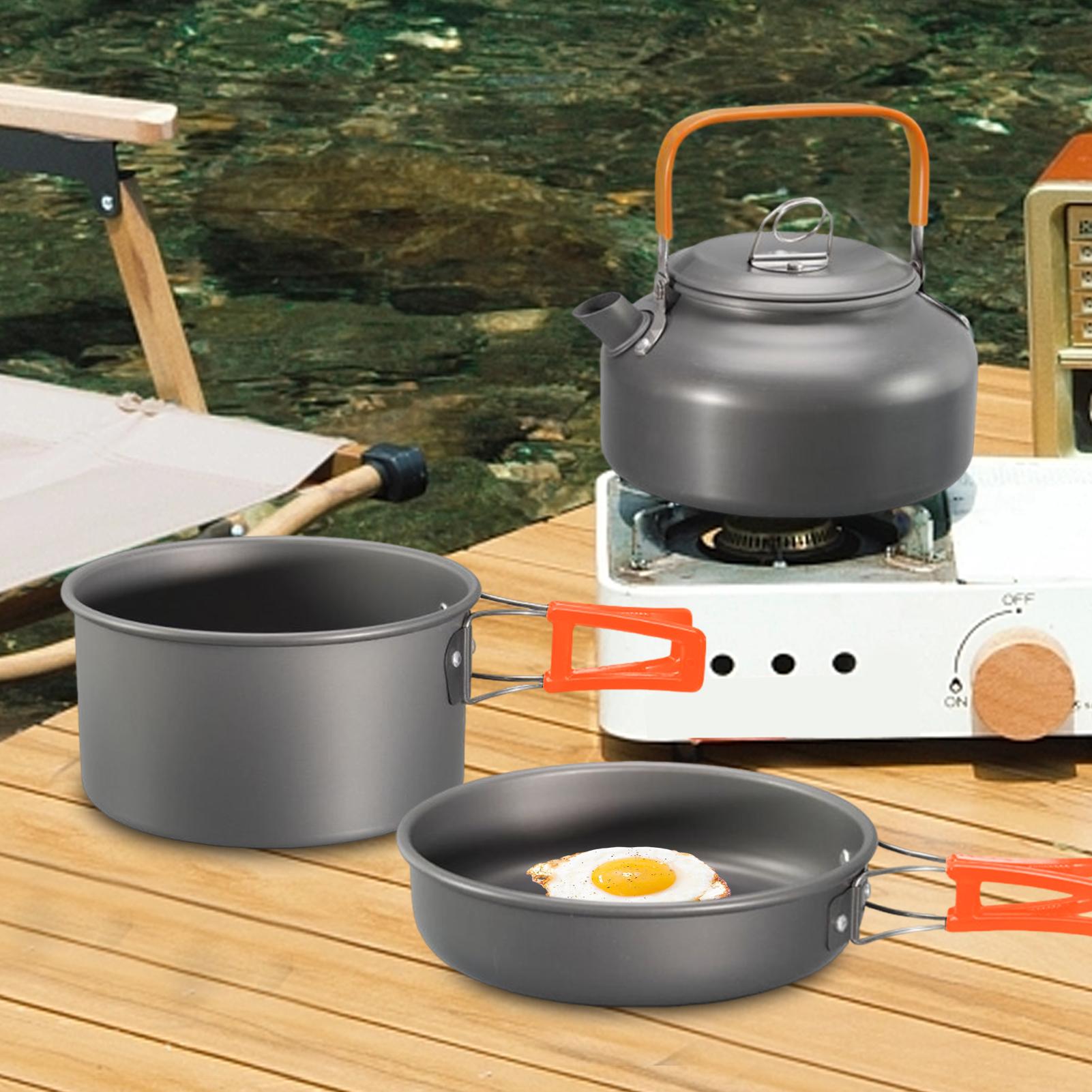 캠핑 조리기구 캠핑용 냄비 세트 논스틱 경량 냄비 팬  - Camping Cooking Set With Kettle 리뷰 및 가격