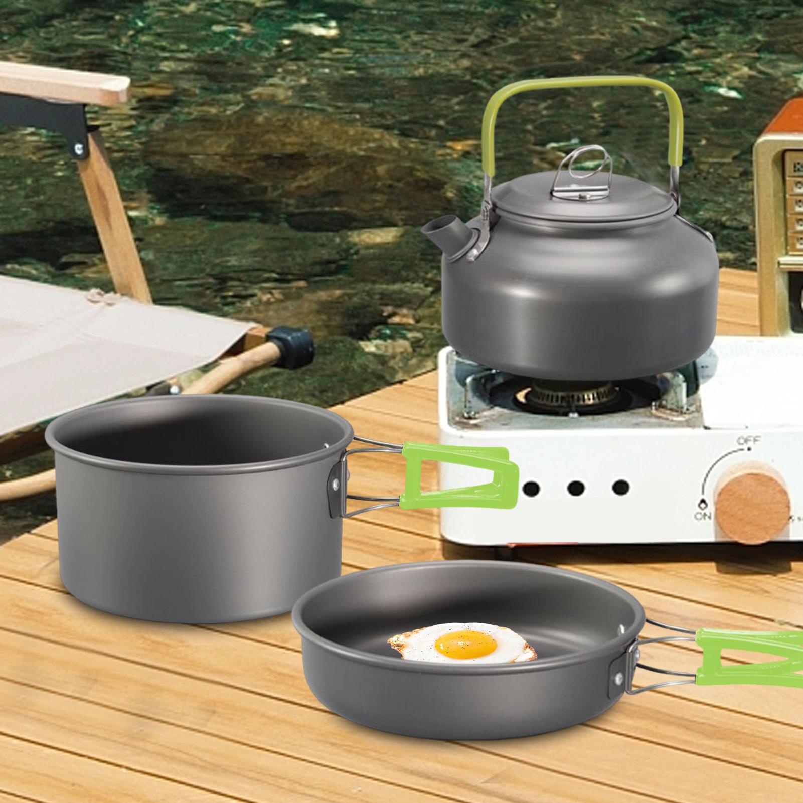 캠핑 조리기구 캠핑용 냄비 세트 논스틱 경량 냄비 팬  - Camping Cooking Set With Kettle 리뷰 및 가격