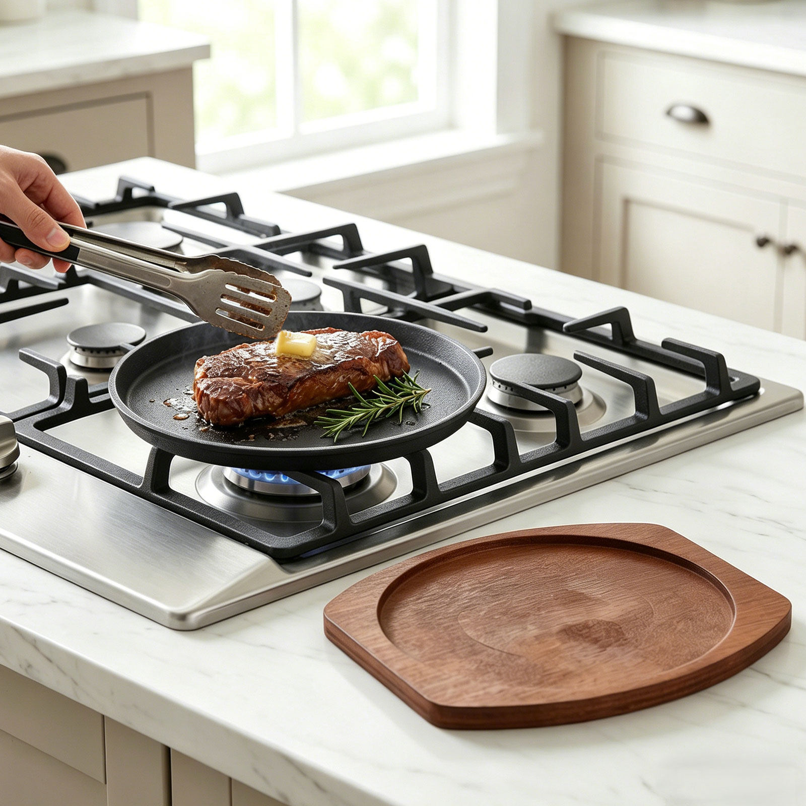 1Pcs 주철 그릴 팬 스토브탑 바베큐 팬 19Cm 라 - Camping Cooking Bbq 리뷰 및 가격